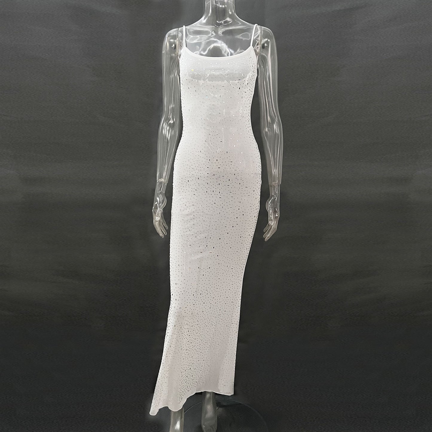 Shiny Diamond Sexy Suspender Mermaid Long Dress