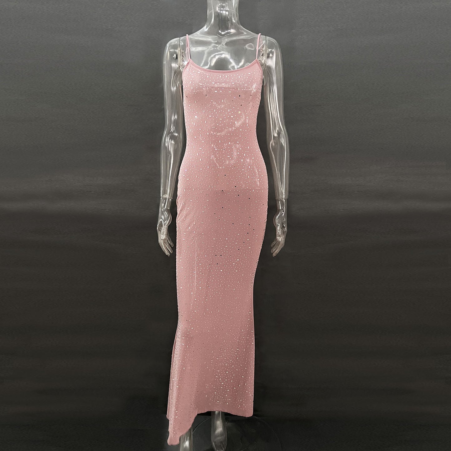 Shiny Diamond Sexy Suspender Mermaid Long Dress