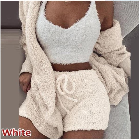 3 Piece Plush set loungewear with shorts