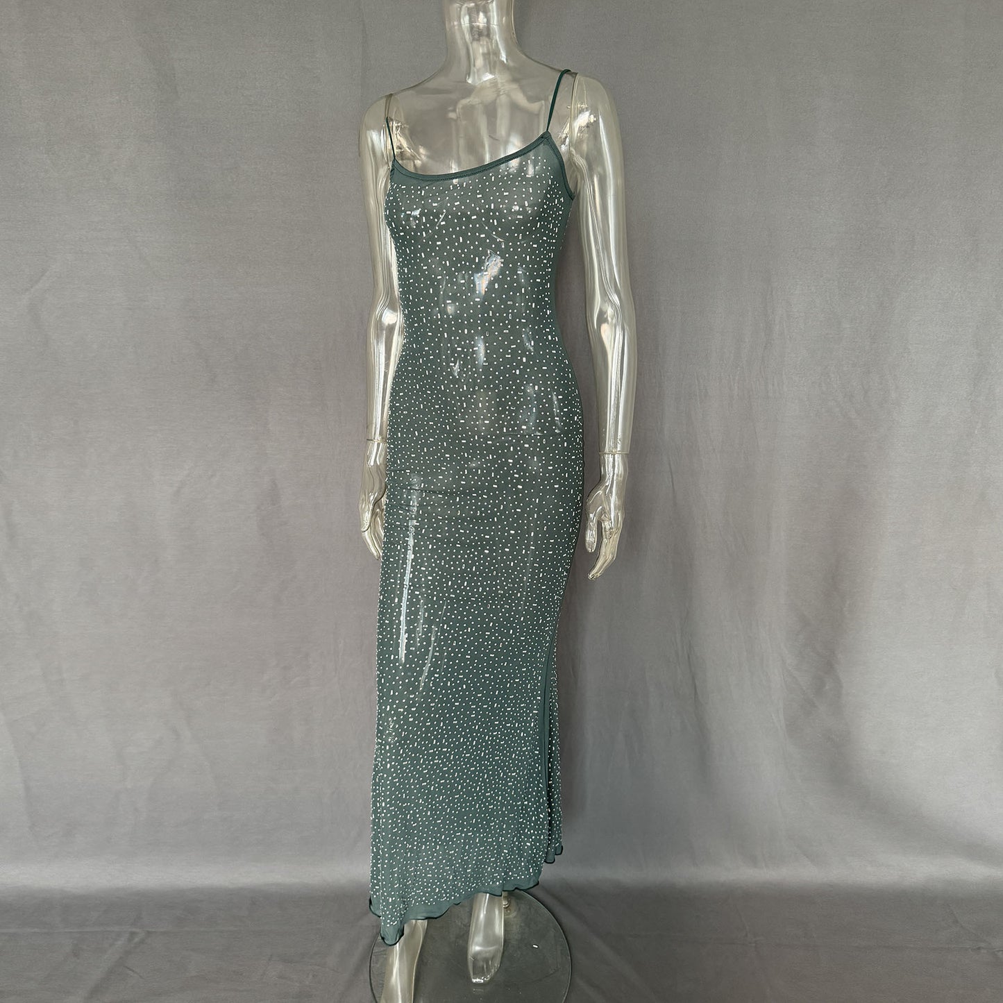 Shiny Diamond Sexy Suspender Mermaid Long Dress