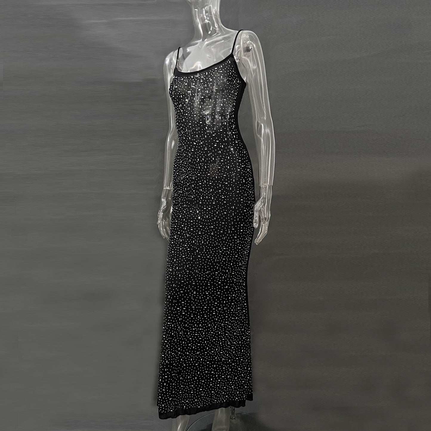 Shiny Diamond Sexy Suspender Mermaid Long Dress