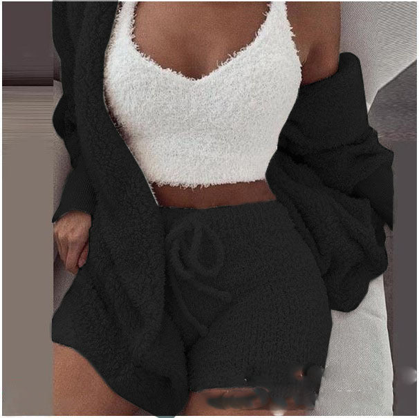 3 Piece Plush set loungewear with shorts