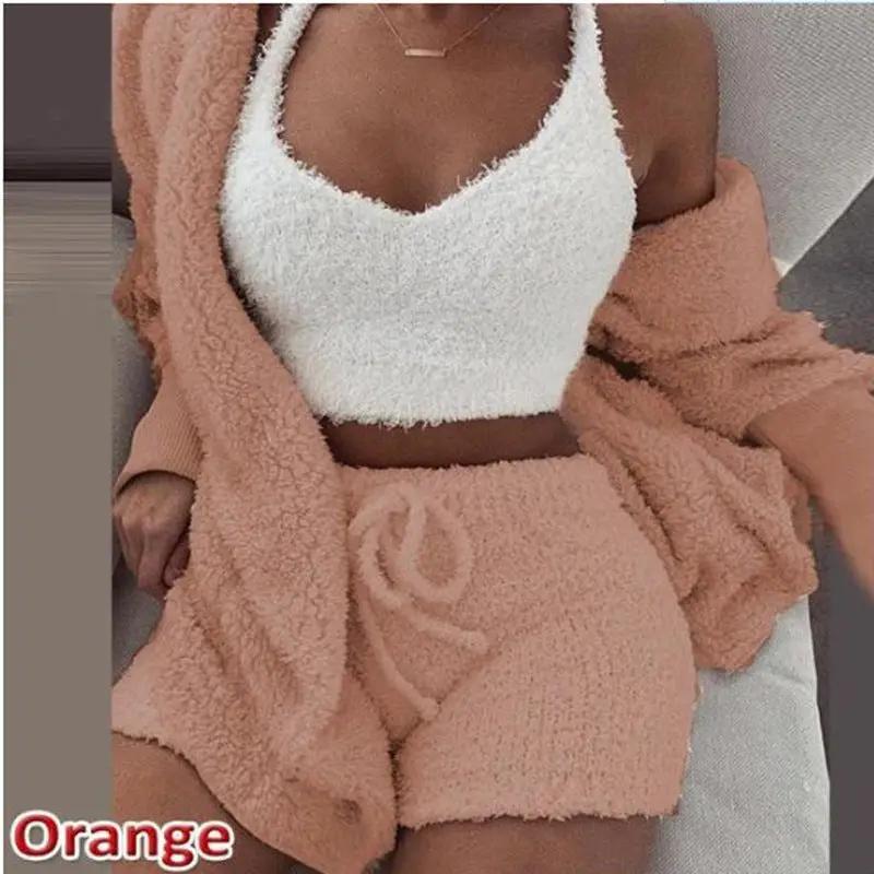 3 Piece Plush set loungewear with shorts