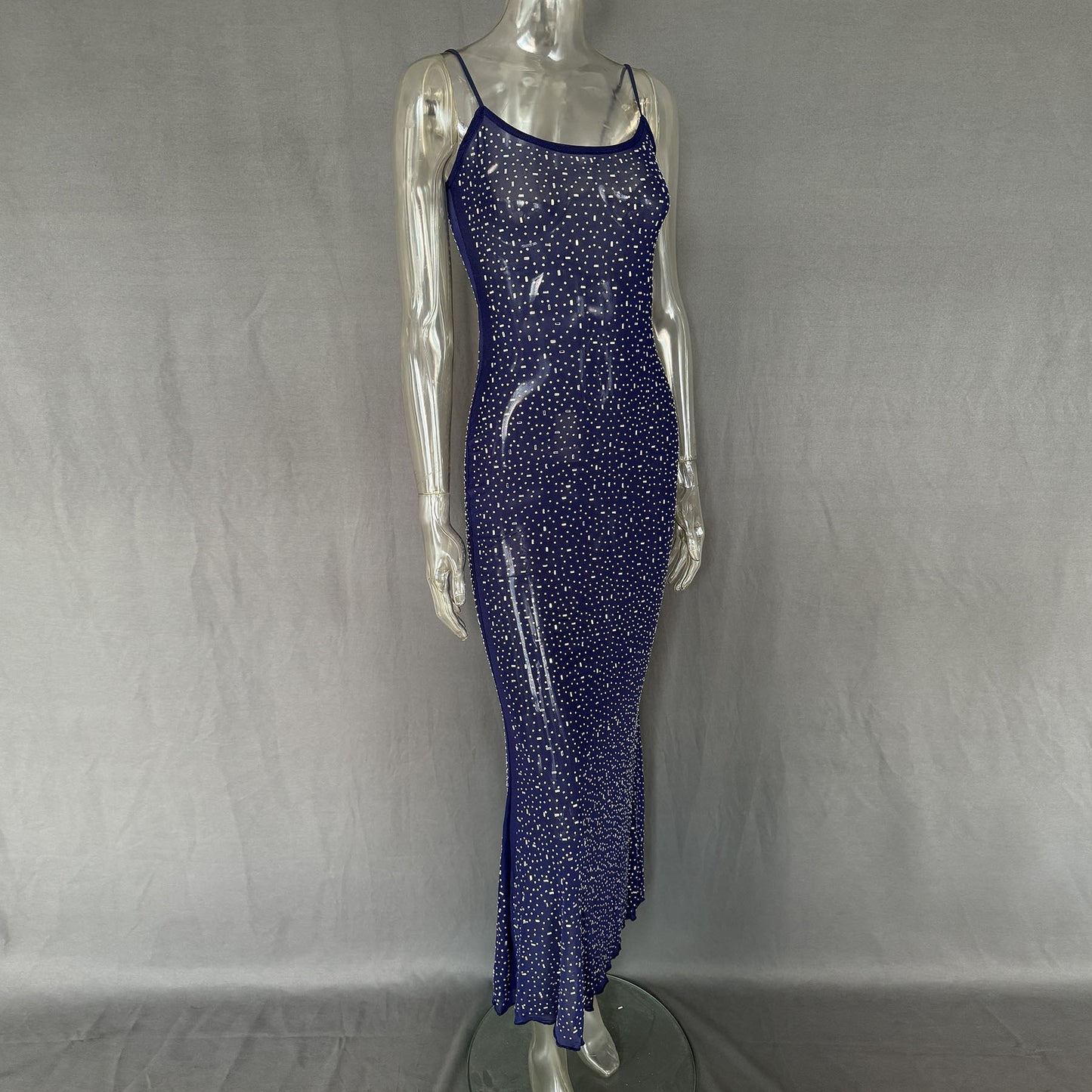 Shiny Diamond Sexy Suspender Mermaid Long Dress