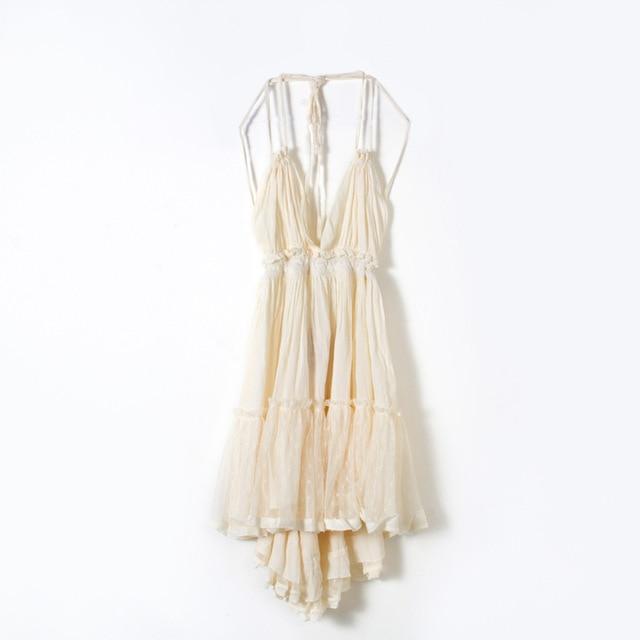 Bellflower Strapless Boho Summer Dress - GIGI & POPO - Women - Cream / L
