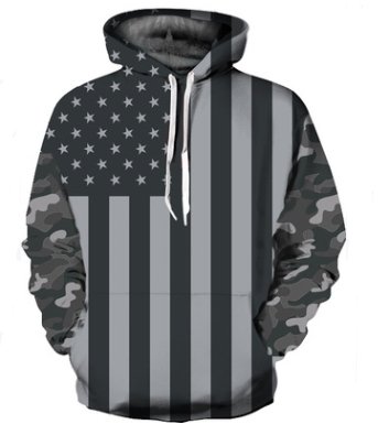 White American flag digital print hooded sweater, European style, polyester.