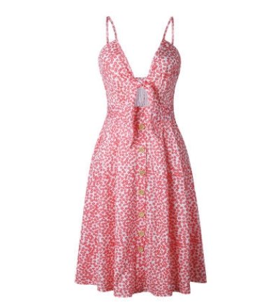 Buttoned Bow Back Sexy Strap Dress - GIGI & POPO