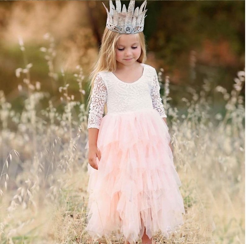 Children's Skirt Lace Long-Sleeved/ Sleeveless Girls Dress - GIGI & POPO - Girl Dresses -