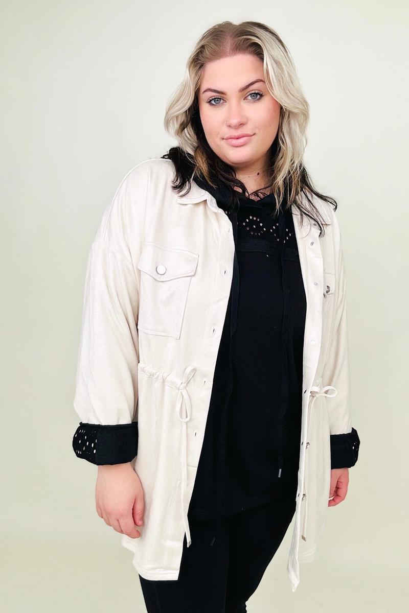 Cotton Bleu Faux Suede Shirt Jacket - GIGI & POPO