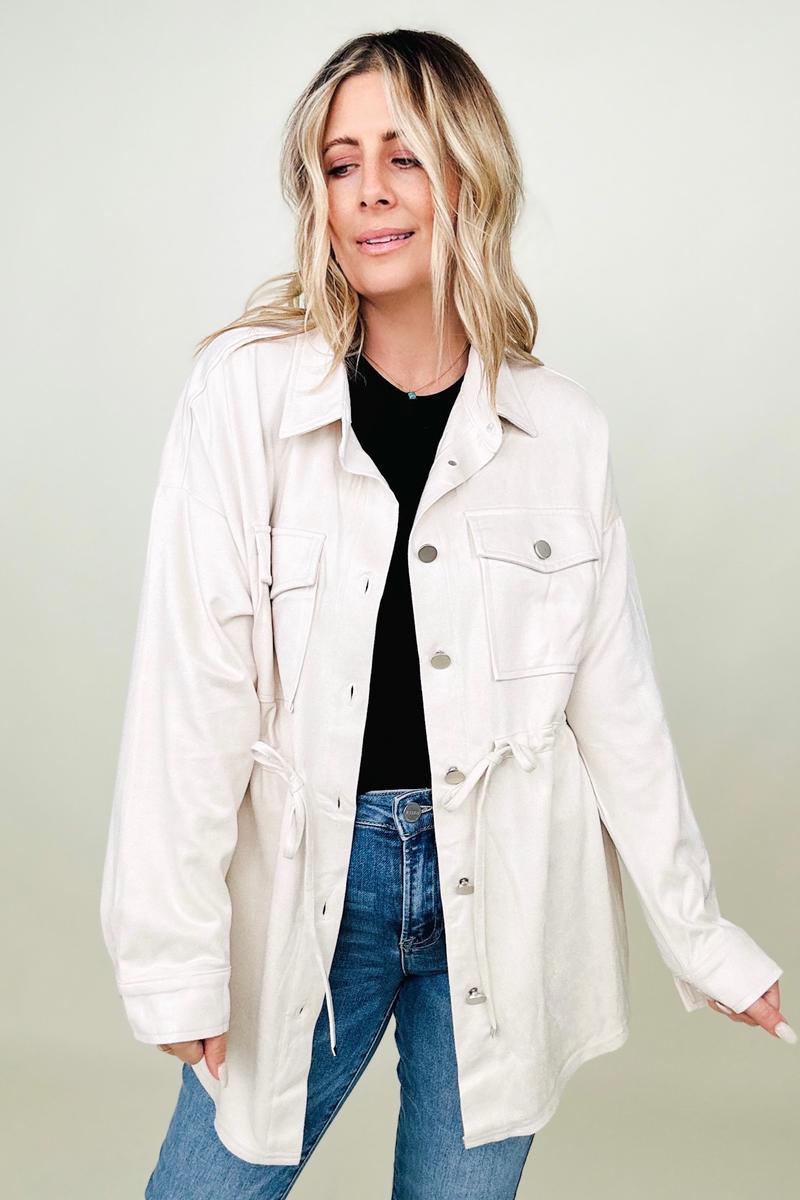 Cotton Bleu Faux Suede Shirt Jacket - GIGI & POPO