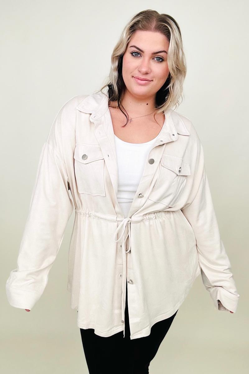 Cotton Bleu Faux Suede Shirt Jacket - GIGI & POPO