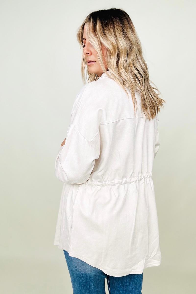 Cotton Bleu Faux Suede Shirt Jacket - GIGI & POPO