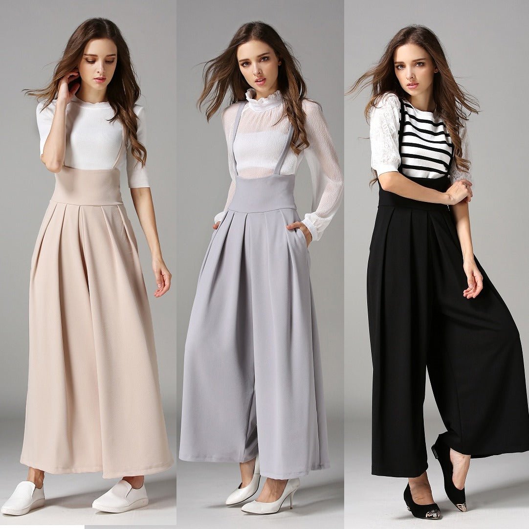 Cropped suspenders wide-leg pants - GIGI & POPO