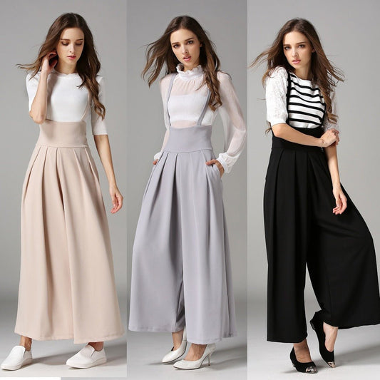 Cropped suspenders wide-leg pants - GIGI & POPO