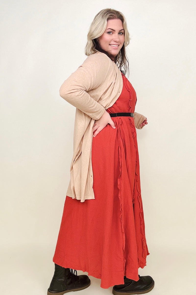 Davi & Dani Ruffle Detail Midi Sundress (Without Belt) - GIGI & POPO