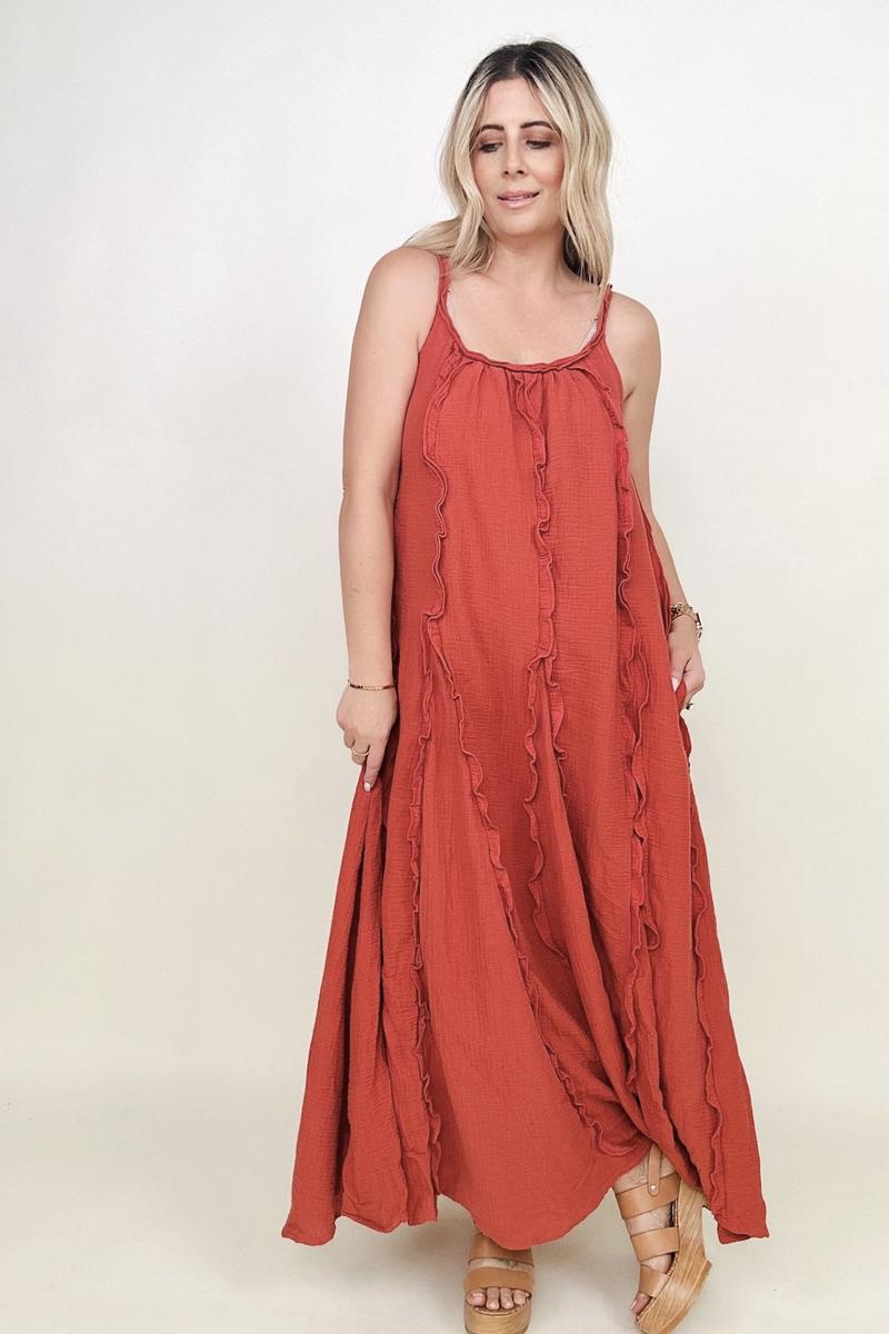 Davi & Dani Ruffle Detail Midi Sundress (Without Belt) - GIGI & POPO