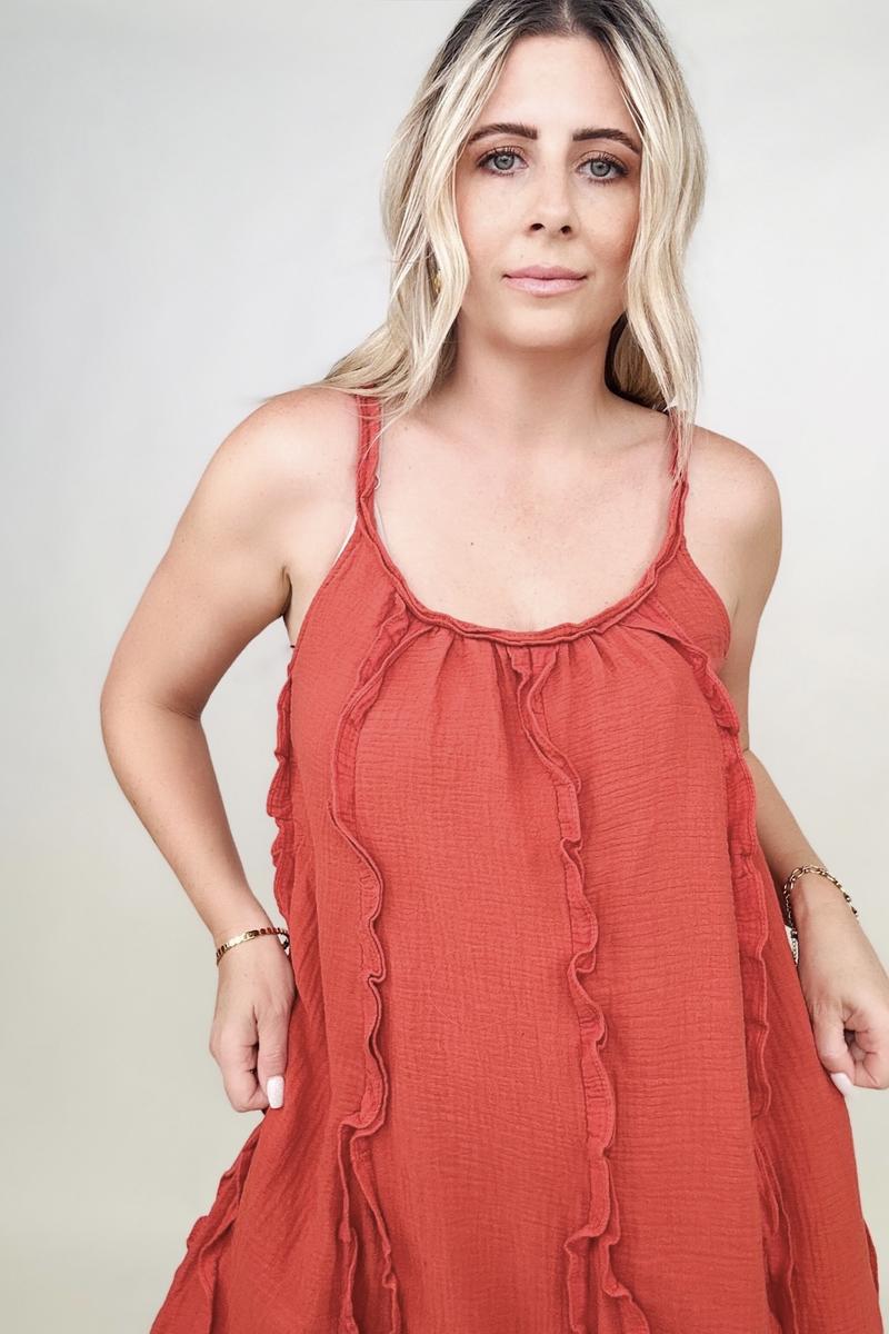 Davi & Dani Ruffle Detail Midi Sundress (Without Belt) - GIGI & POPO