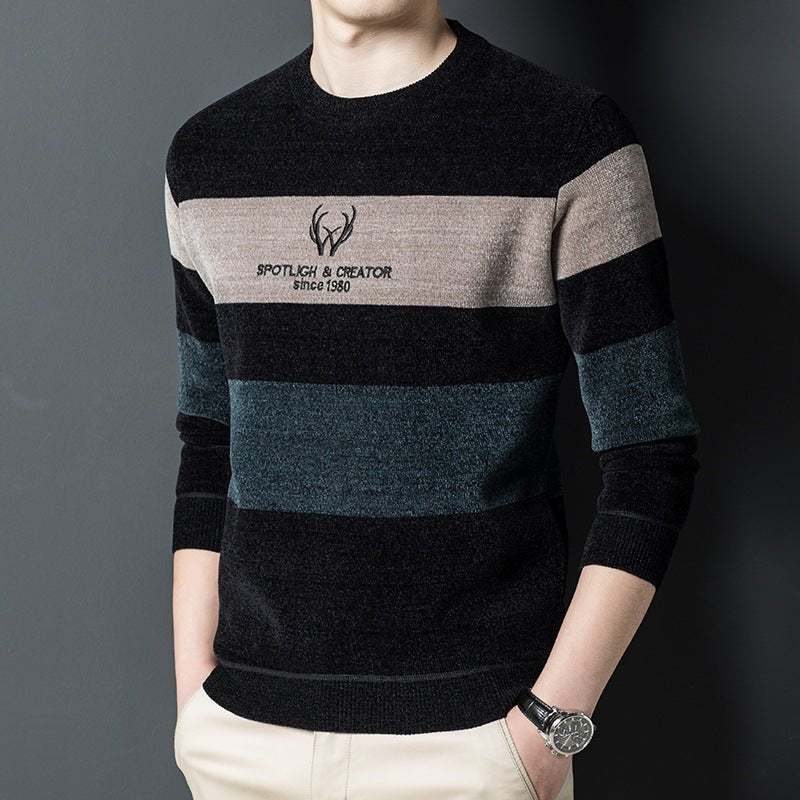 Dusted Chenille Men's Knit Sweater Base - GIGI & POPO - Men Hoodies & Jackets - Blue / M
