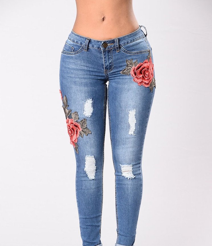 Embroidery jeans stretch jeans pants - GIGI & POPO - Women -