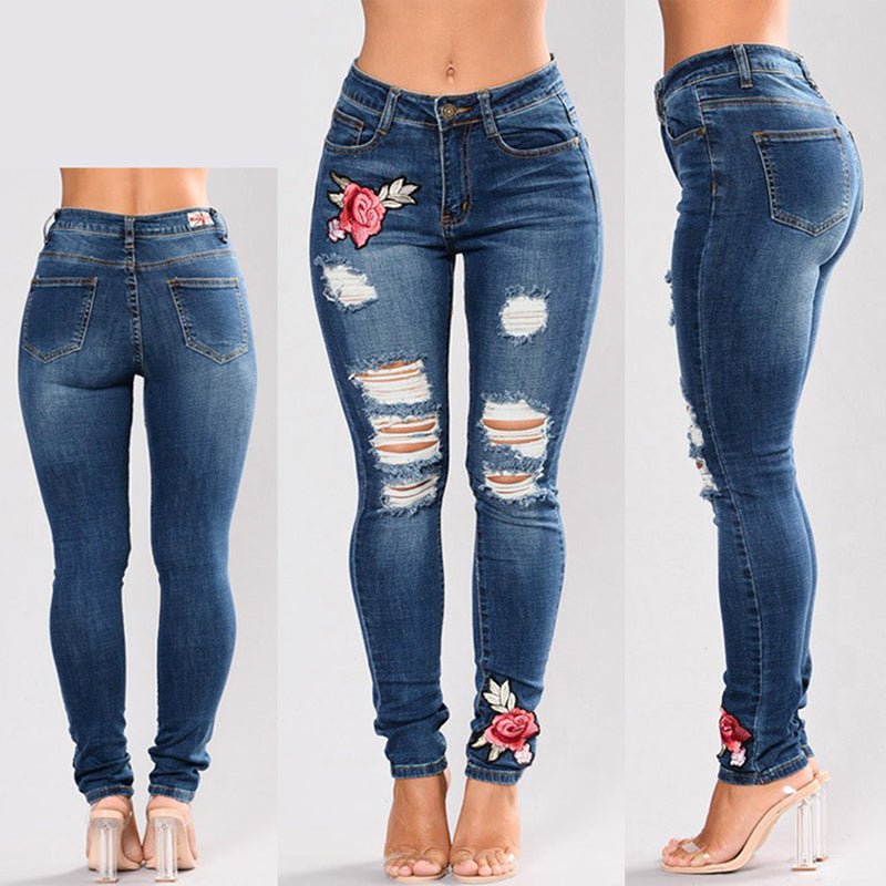 Embroidery jeans stretch jeans pants - GIGI & POPO - Women -