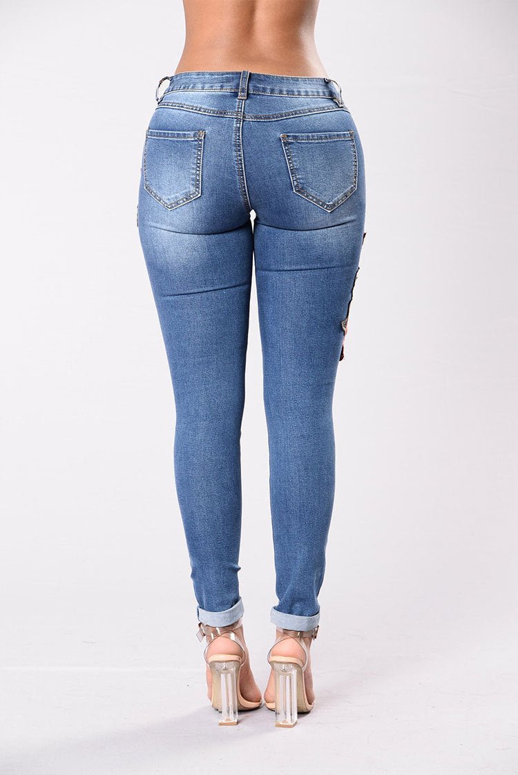 Embroidery jeans stretch jeans pants - GIGI & POPO - Women -