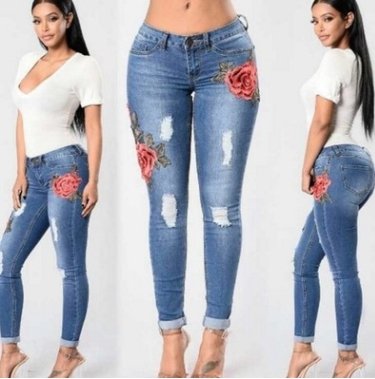 Embroidery jeans stretch jeans pants - GIGI & POPO - Women -