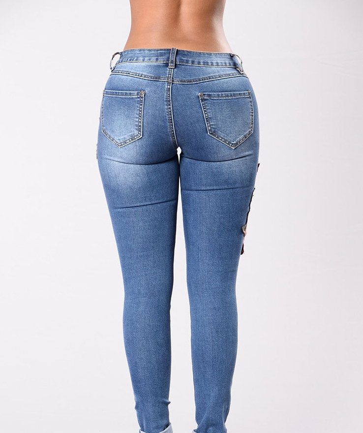 Embroidery jeans stretch jeans pants - GIGI & POPO - Women -