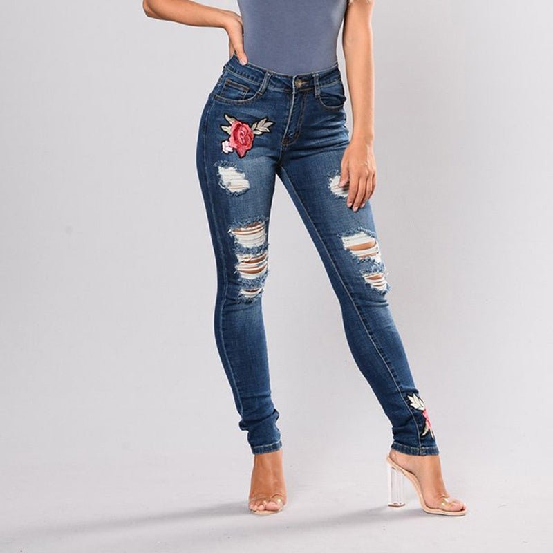 Embroidery jeans stretch jeans pants - GIGI & POPO - Women -