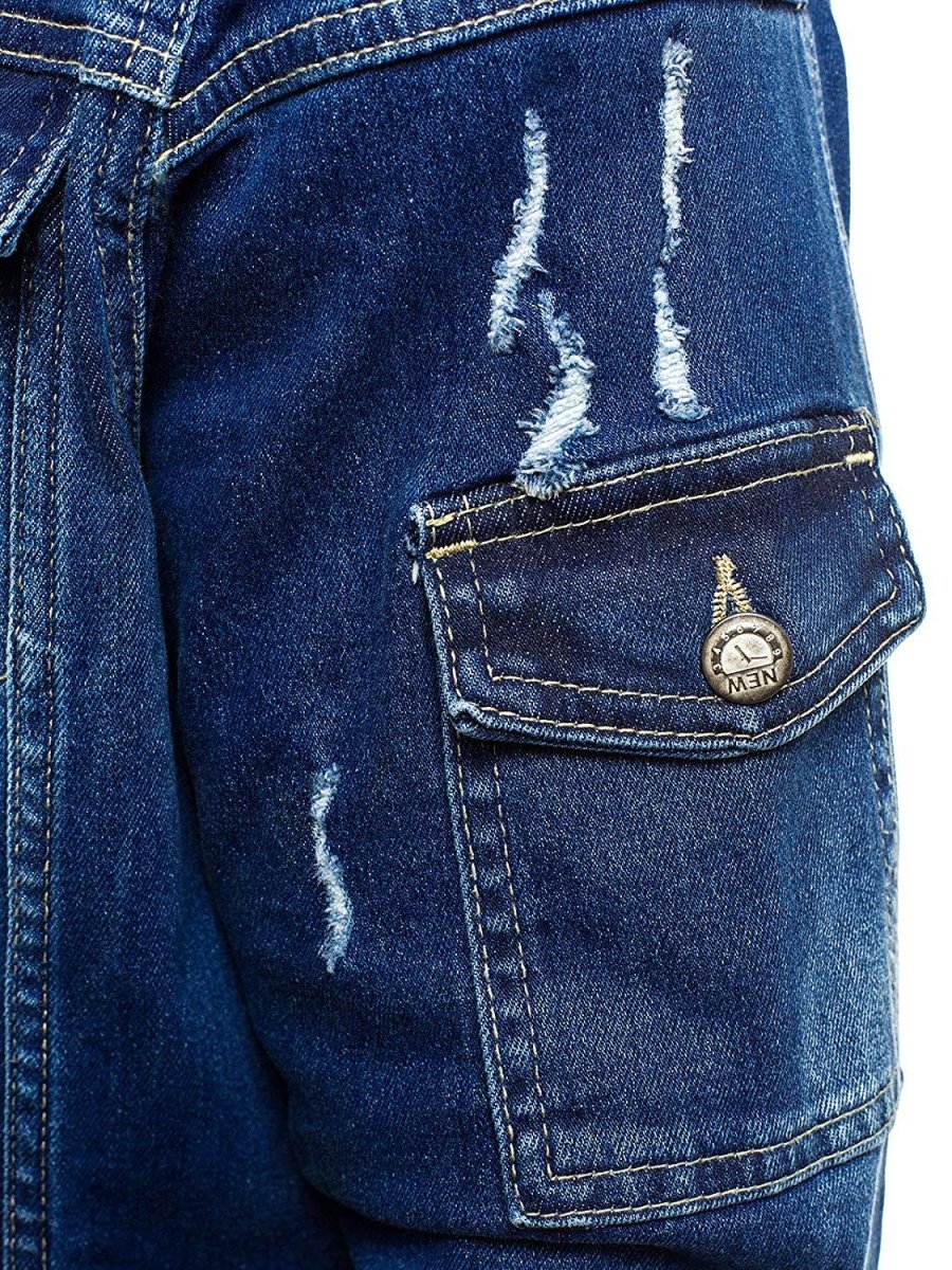 Fashion Men's Mid-length Ripped Denim Jacket - GIGI & POPO - Men -