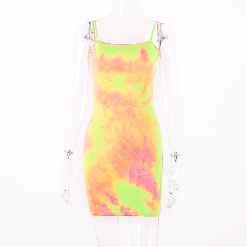 Fluorescent Camouflage Sling Dress - GIGI & POPO - Women - Orange / L