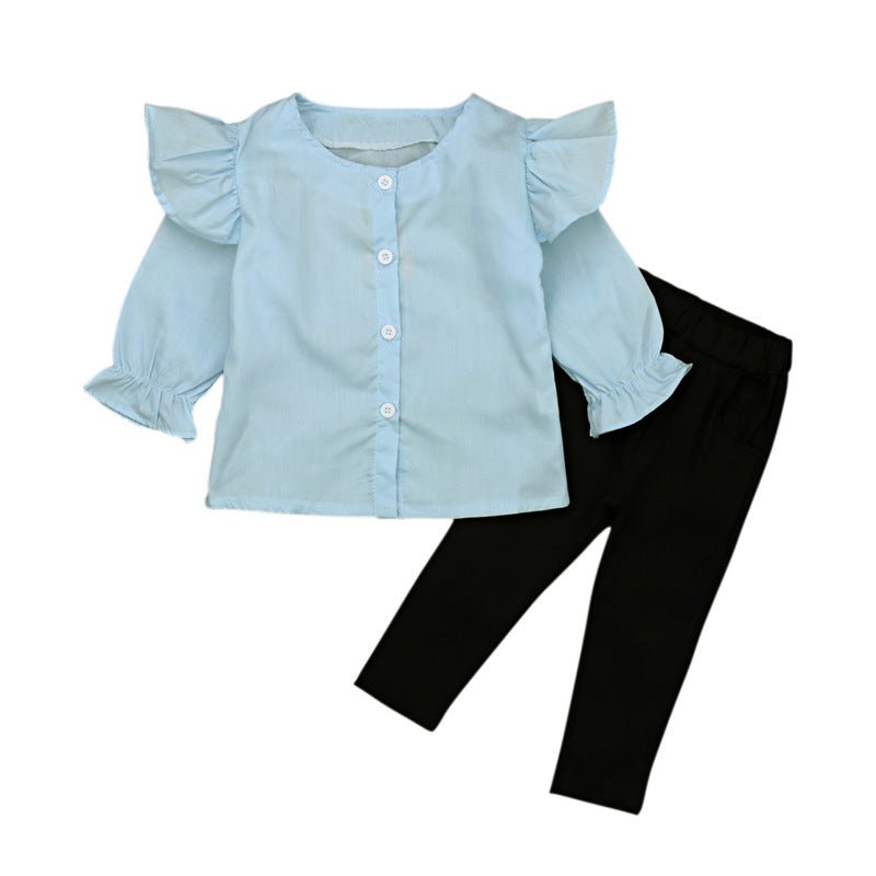 Girls Fashion Long Sleeve Flared Sleeve Top Long Pants Two Piece Set - GIGI & POPO