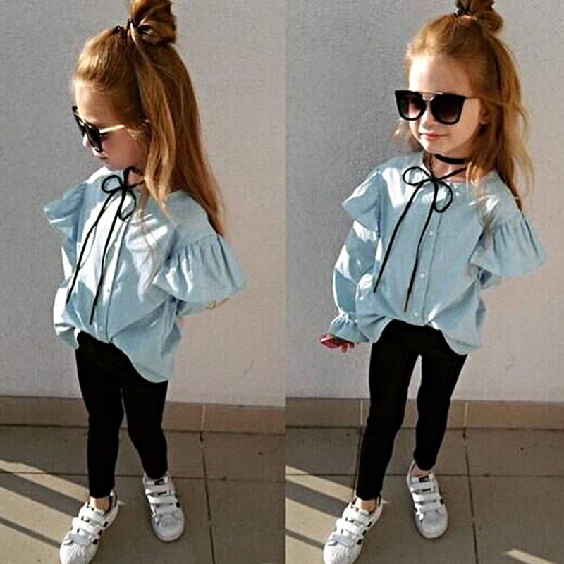 Girls Fashion Long Sleeve Flared Sleeve Top Long Pants Two Piece Set - GIGI & POPO