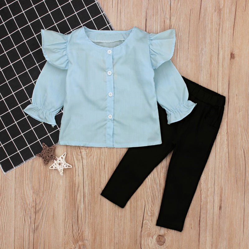 Girls Fashion Long Sleeve Flared Sleeve Top Long Pants Two Piece Set - GIGI & POPO