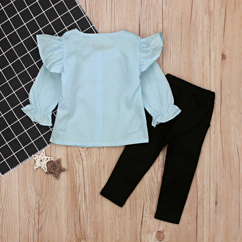 Girls Fashion Long Sleeve Flared Sleeve Top Long Pants Two Piece Set - GIGI & POPO