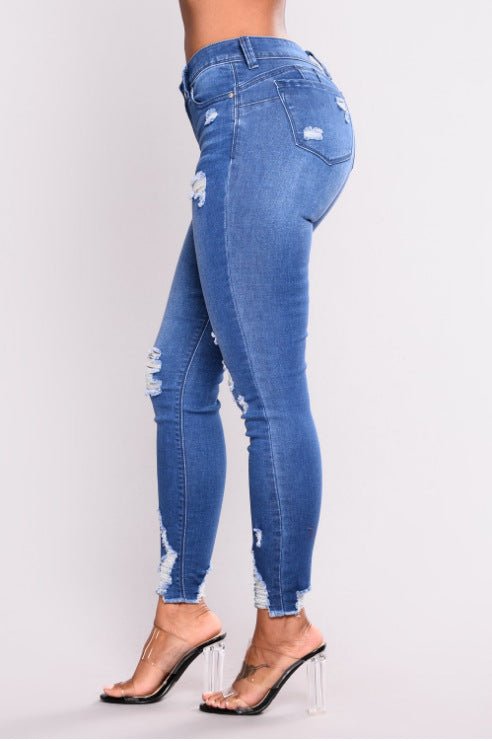 High waist stretch slim pencil feet pants - GIGI & POPO - Jeans -