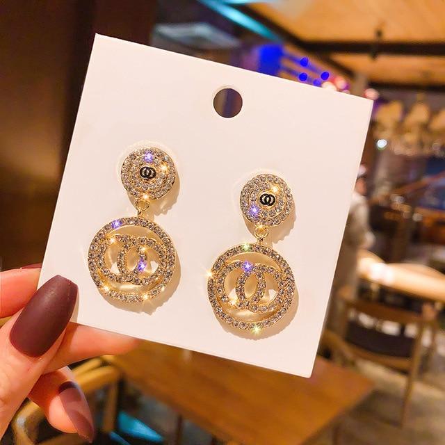 Luxury Rhinestone Geometric Drop Earrings - GIGI & POPO