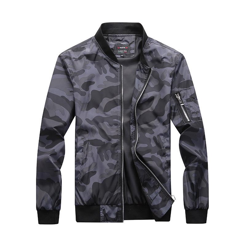 Men's Camouflage Jacket Men's Coat Camouflage Bomber Jacket Men's Jacket - GIGI & POPO - Men Hoodies & Jackets - Camouflage grey / M