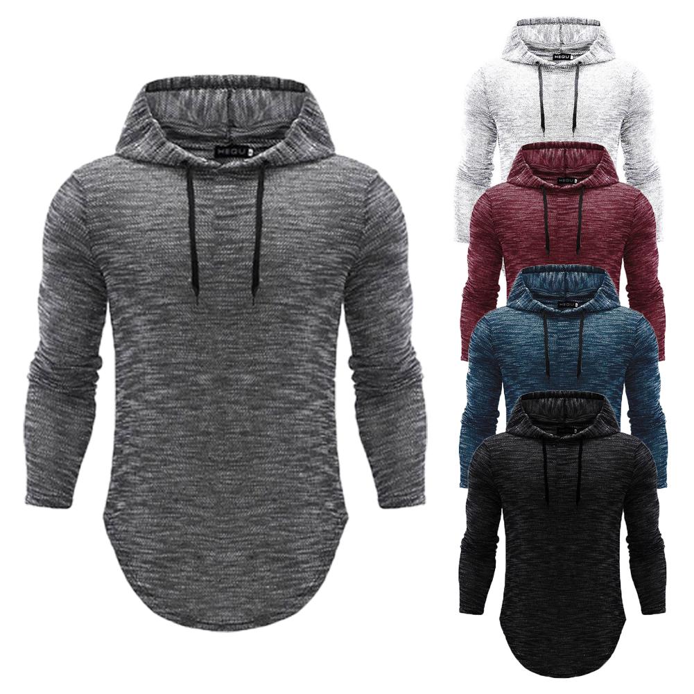 Men's casual cotton hoodies, long sleeve, solid color, hooded sweatshirt in various colors.