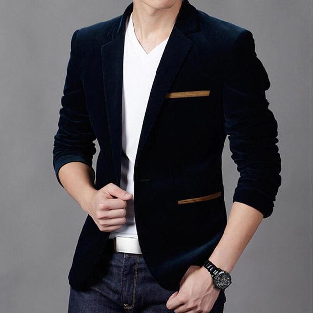 Men's Casual Suit Slim Corduroy Suit - GIGI & POPO - 0 - NavyBlue / XL