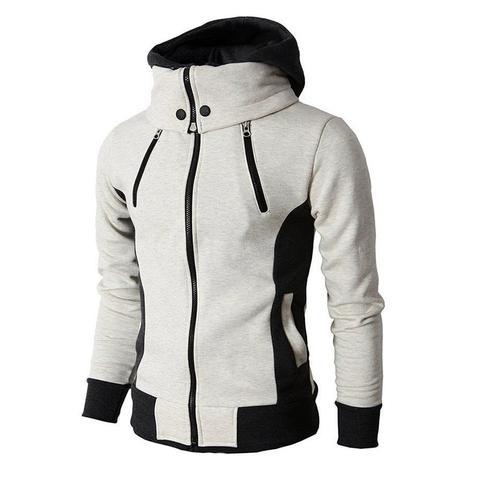 Men's High-Necked Hooded Jacket - GIGI & POPO - Men Hoodies & Jackets - Ricewhite / M