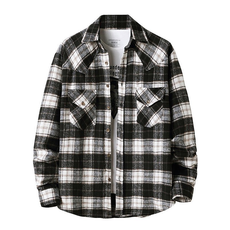 Men's Long Sleeve Flannel Plaid Shirt - GIGI & POPO