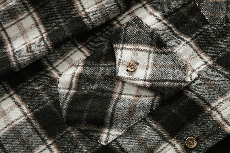 Men's Long Sleeve Flannel Plaid Shirt - GIGI & POPO
