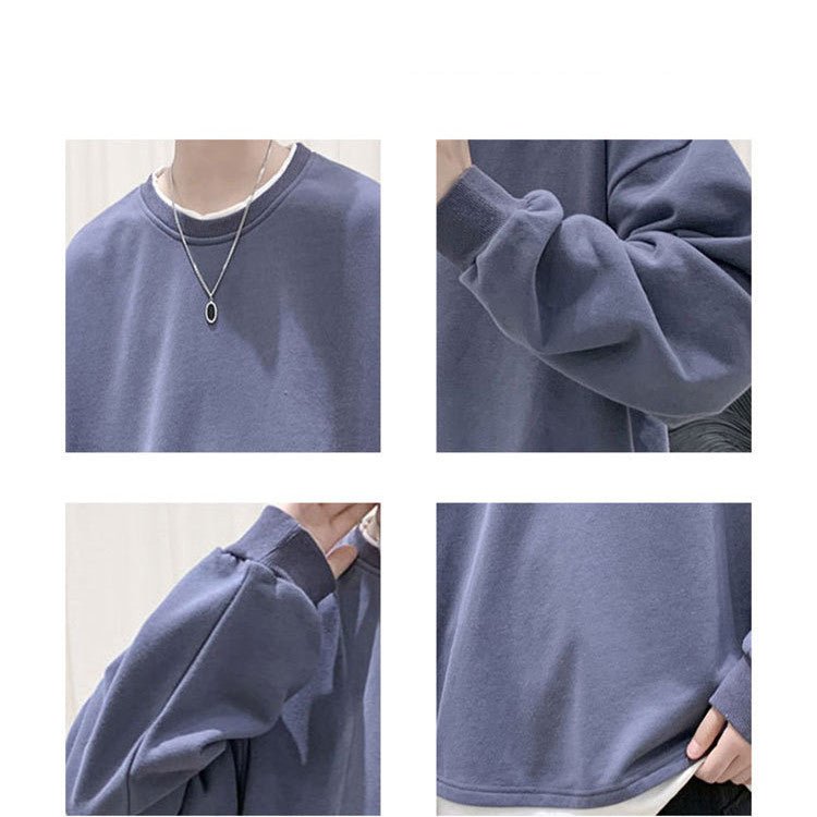 Men's Loose Round Neck Pullover T-shirt - GIGI & POPO - Men Hoodies & Jackets -