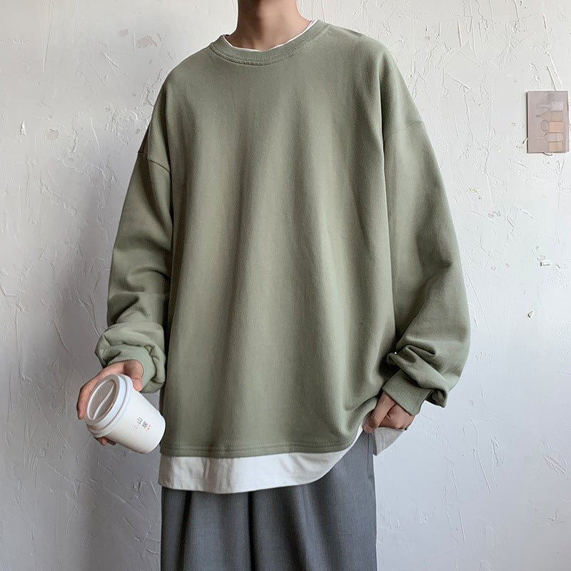Men's Loose Round Neck Pullover T-shirt - GIGI & POPO - Men Hoodies & Jackets -