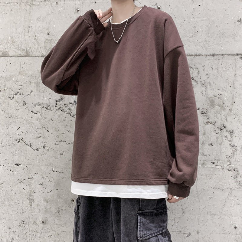 Men's Loose Round Neck Pullover T-shirt - GIGI & POPO - Men Hoodies & Jackets -