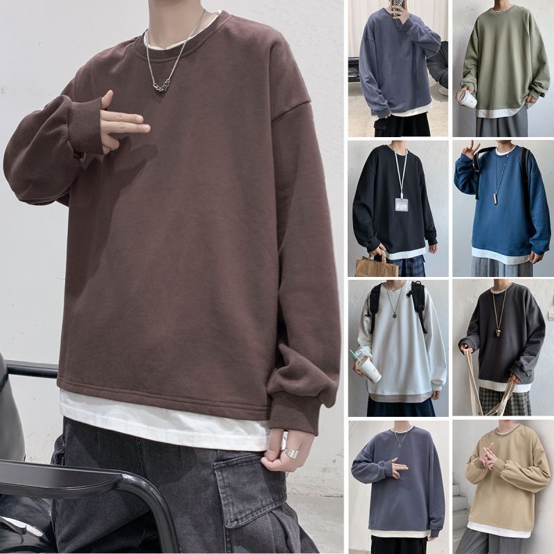 Men's Loose Round Neck Pullover T-shirt - GIGI & POPO - Men Hoodies & Jackets -