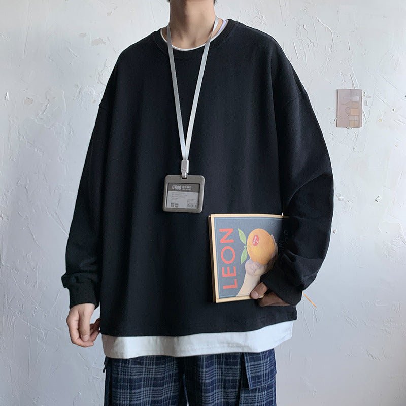 Men's Loose Round Neck Pullover T-shirt - GIGI & POPO - Men Hoodies & Jackets -