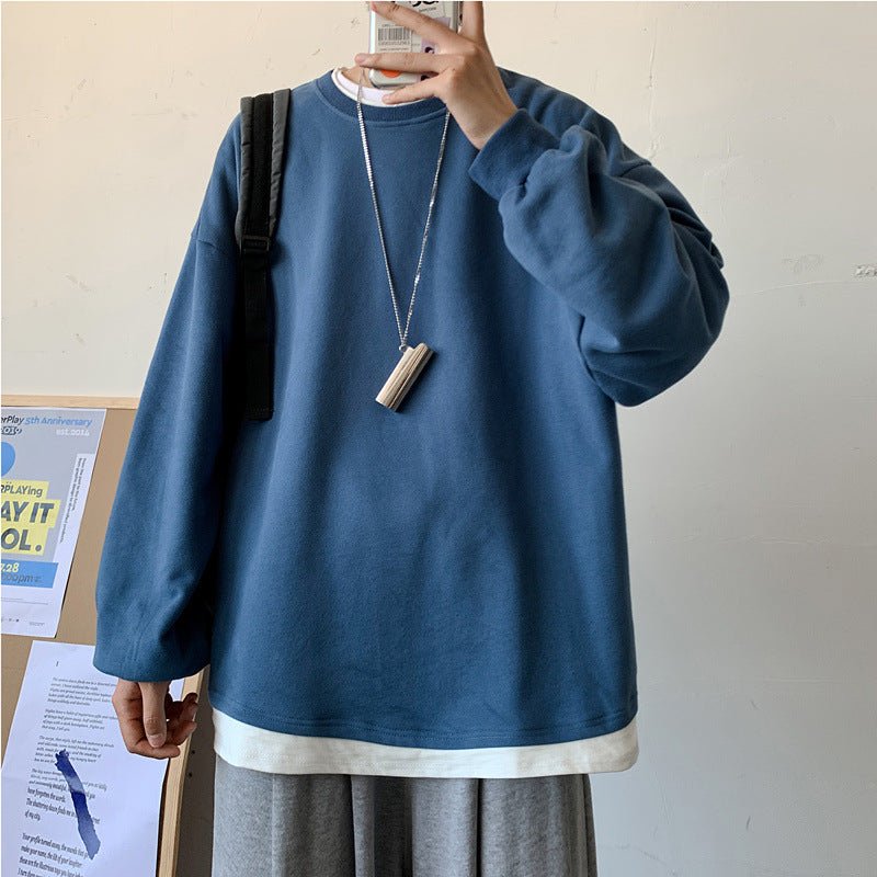 Men's Loose Round Neck Pullover T-shirt - GIGI & POPO - Men Hoodies & Jackets -