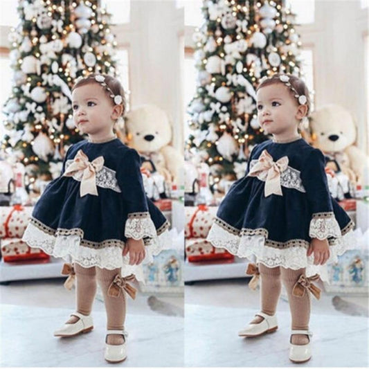 Casual Lace Bow Cotton Dresses - GIGI & POPO - Baby Girl -