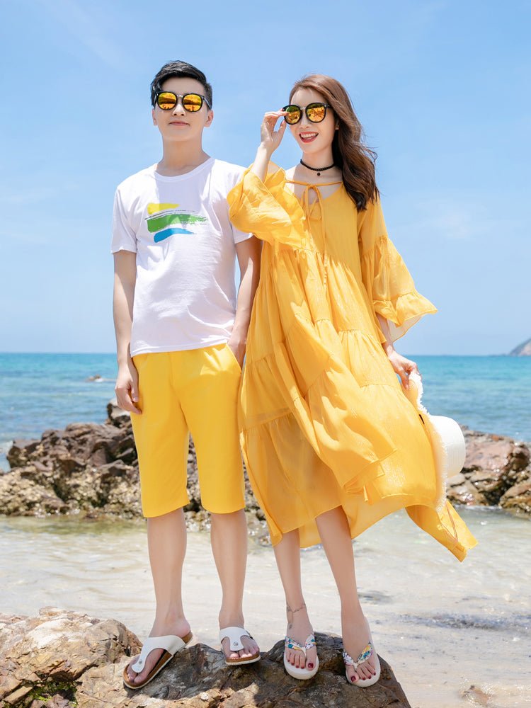Parent-child Culottes Summer A Family Of Three Four Seaside Vacation Photo Loose Beach Dress Family Suit - GIGI & POPO